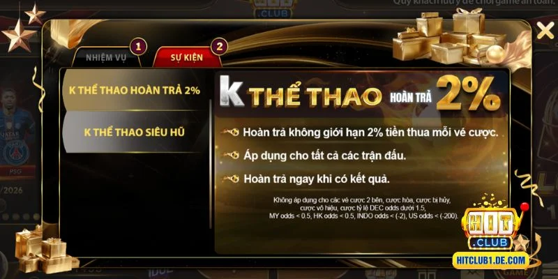 Khuyến mãi hoàn trả Hitclub