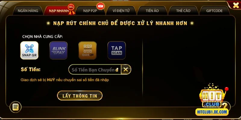 Hướng dẫn nạp tiền Hitclub nhanh gọn lẹ